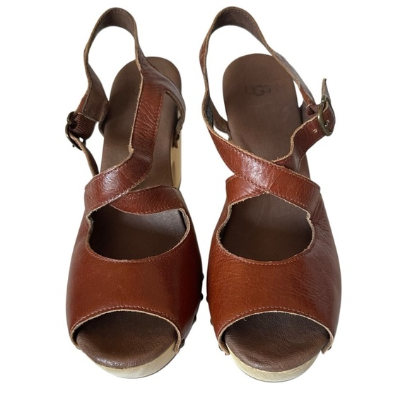 UGG NADIA STRAPPY BOHO WOODEN PLATFORM HEELS SIZE 9 - Picture 3 of 16